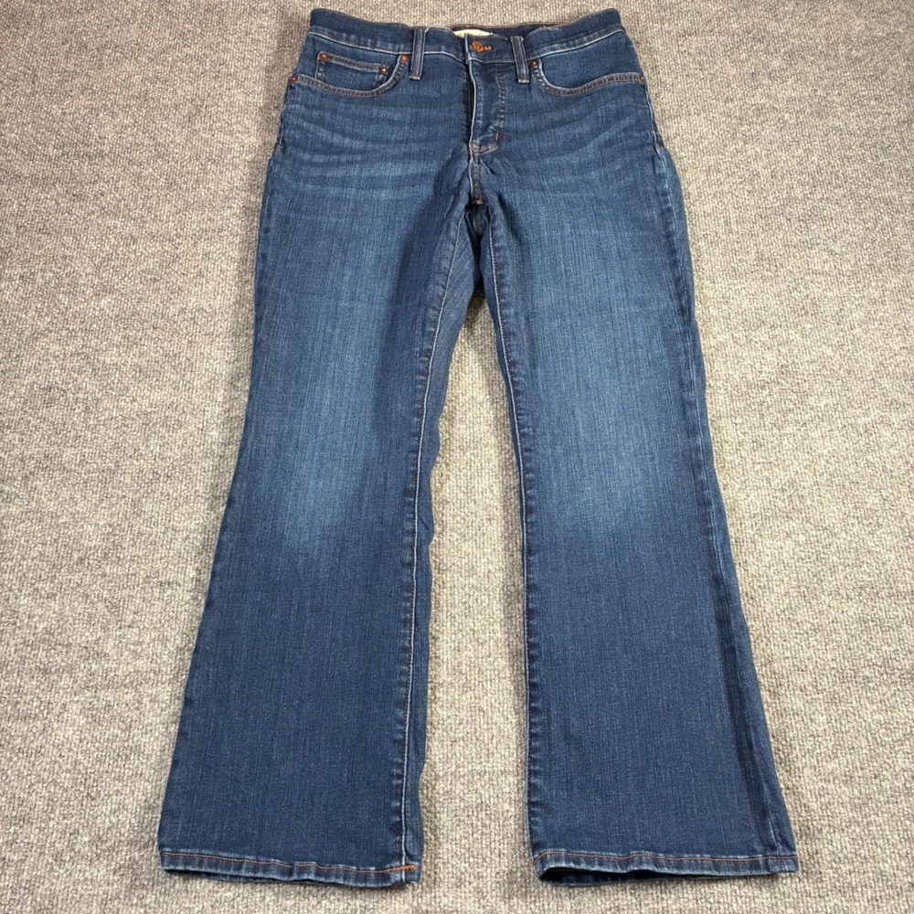 Madewell Mid Rise Kick Out Crop Jeans Womens 27‎ Blue Demi Boot Flare Stretch